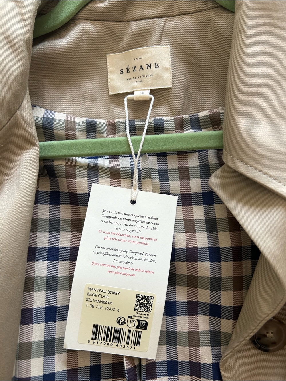 Sezane Bobby Jacket in Light Beige 38 NWT - Picture 7 of 9